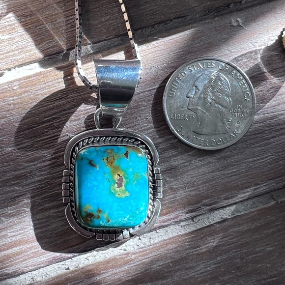 Square Turquoise Pendant - Picture 4 of 5